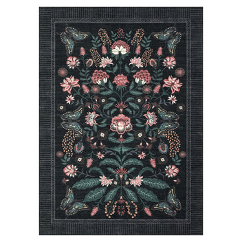 Garvee Floral 10x13 Area Rugs Non Slip Vintage Floor Rug for Living Room Bedroom Nursery Black