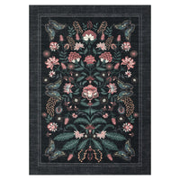 Garvee Floral 10x13 Area Rugs Non Slip Vintage Floor Rug for Living Room Bedroom Nursery Black