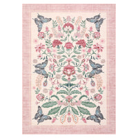 Garvee Pink Bedroom Rug for Girls Room Decor, 9x12 Washable Cute Playroom Nursery Rug, Soft Floral Low Pile Carpet for Kids Living Dining Room, Indoor Farmhouse Floor Rug