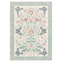 Garvee Green 5x7 Botanical Floral Area Rug Non Slip Low Pile Washable Stain Resistant Lightweight Indoor Living Room Dining Bedroom