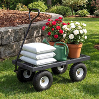 Garvee 400 lb Garden Cart Wagon, Heavy Duty Utility Yard Cart with 10" Pneumatic Tires, Removable Mesh Sides, Easy Maneuver, Gray