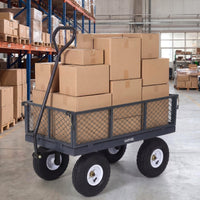 Garvee 400 lb Garden Cart Wagon, Heavy Duty Utility Yard Cart with 10" Pneumatic Tires, Removable Mesh Sides, Easy Maneuver, Gray