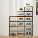 Garvee 15 Pcs Transparent Plastic Shoe Storage Boxes Stackable With Ventilation And Lids For Closet And Entryway, 13.2"x9.25"x5.7", Clear - Brown