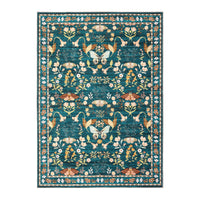 Garvee 5x7 Washable Area Rug, Non-Slip Low Pile Rug with Butterfly Floral, Stain Resistance Carpet for Living Room, Bedroom, Dining Room, Dark Green
