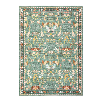 Garvee 8' x 10' Light Green Whimsical Floral Area Rug, Washable Non-Slip Low-Pile Carpet for Living Room, Bedroom and Dining Room