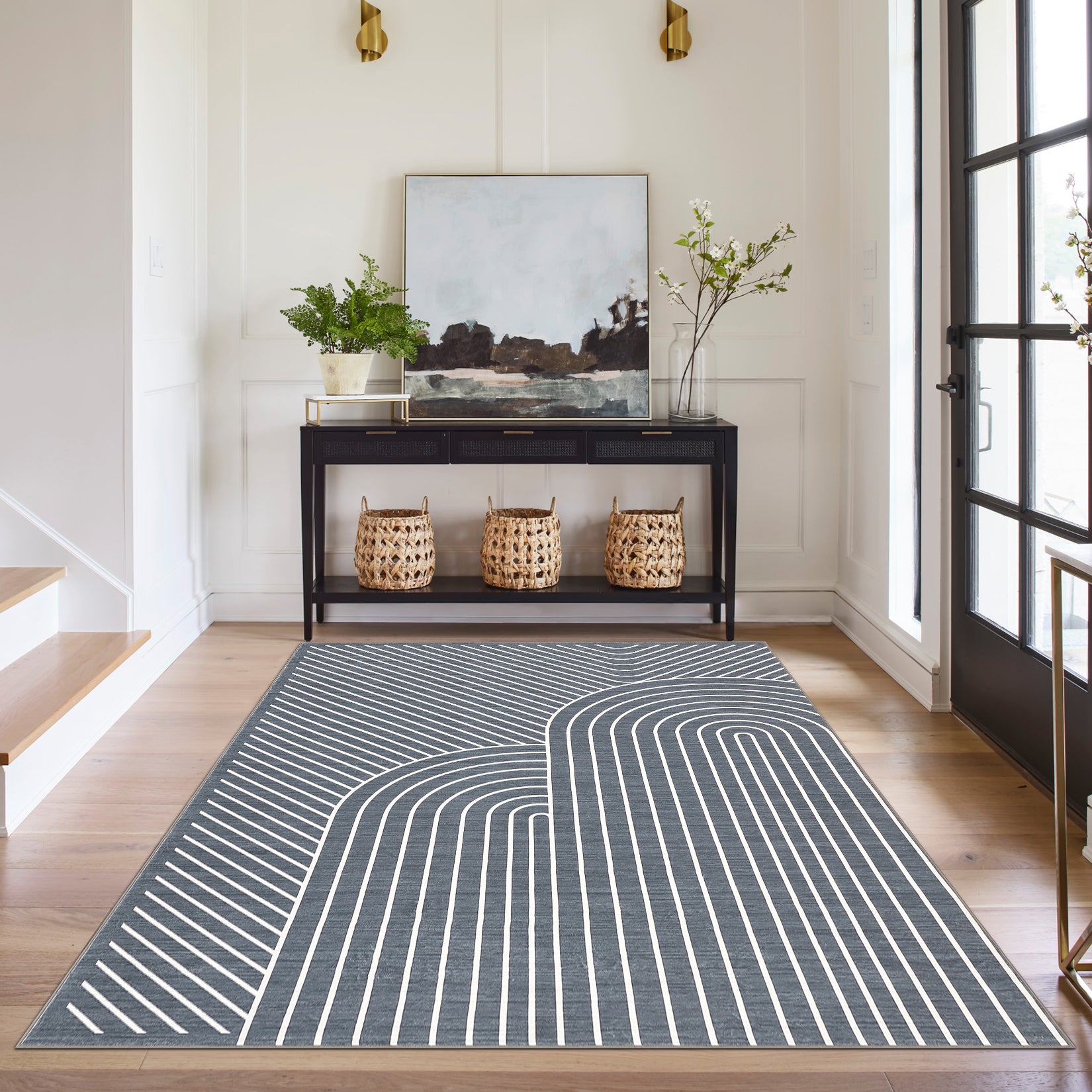 Garvee Large Washable Rugs for Living Room Bedroom, Soft Non-Shedding Pearl Velvet, Neutral Modern Design