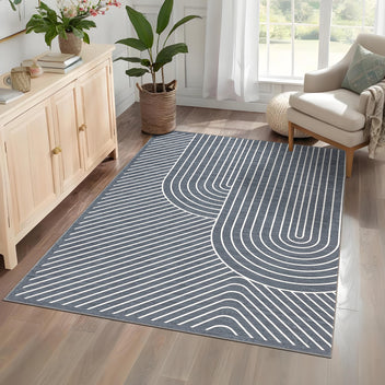 Garvee Large Washable Rugs for Living Room Bedroom, Soft Non-Shedding Pearl Velvet, Neutral Modern Design