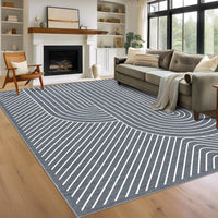 Garvee Large Washable Area Rug for Living Room Bedroom, Soft Non-Shedding Pearl Velvet, Neutral Modern Design