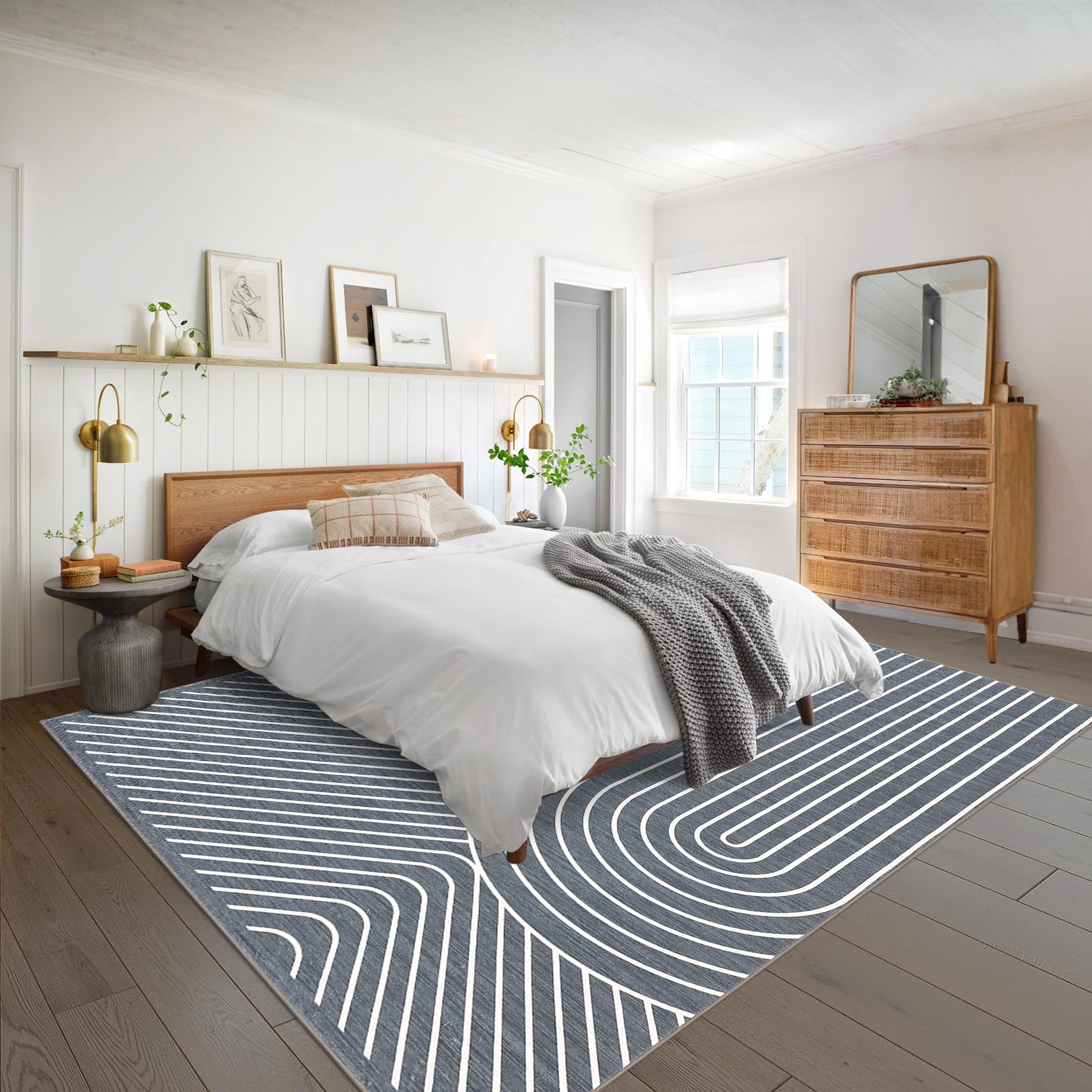 Garvee Large Washable Rugs for Living Room Bedroom, Soft Non-Shedding Pearl Velvet, Neutral Modern Design
