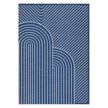 Garvee 10' x 13' Extra Large Modern Geometric Area Rug, Washable Non-Slip Low-Pile Abstract Line Rug for Living Room & Dining Room, Blue