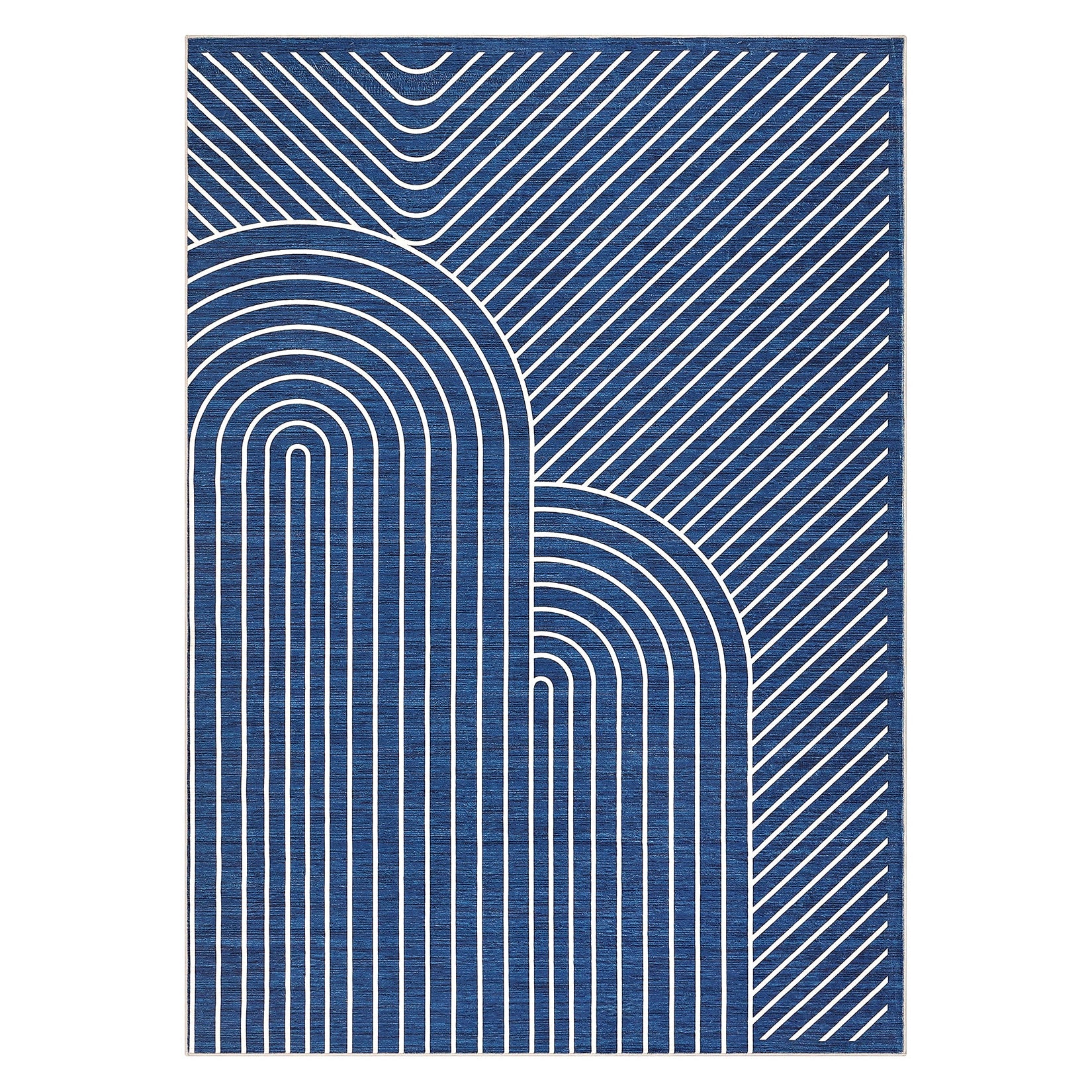 Garvee 5' x 7' Modern Geometric Area Rug, Washable Non-Slip Low-Pile Abstract Line Rug for Living Room & Bedroom, Blue