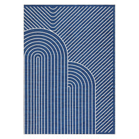 Garvee 5' x 7' Modern Geometric Area Rug, Washable Non-Slip Low-Pile Abstract Line Rug for Living Room & Bedroom, Blue