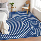 Garvee 6' x 9' Modern Geometric Area Rug, Washable Non-Slip Low-Pile Abstract Line Rug for Living Room, Bedroom & Dining Room, Blue - Blue