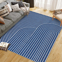Garvee 5' x 7' Modern Geometric Area Rug, Washable Non-Slip Low-Pile Abstract Line Rug for Living Room & Bedroom, Blue