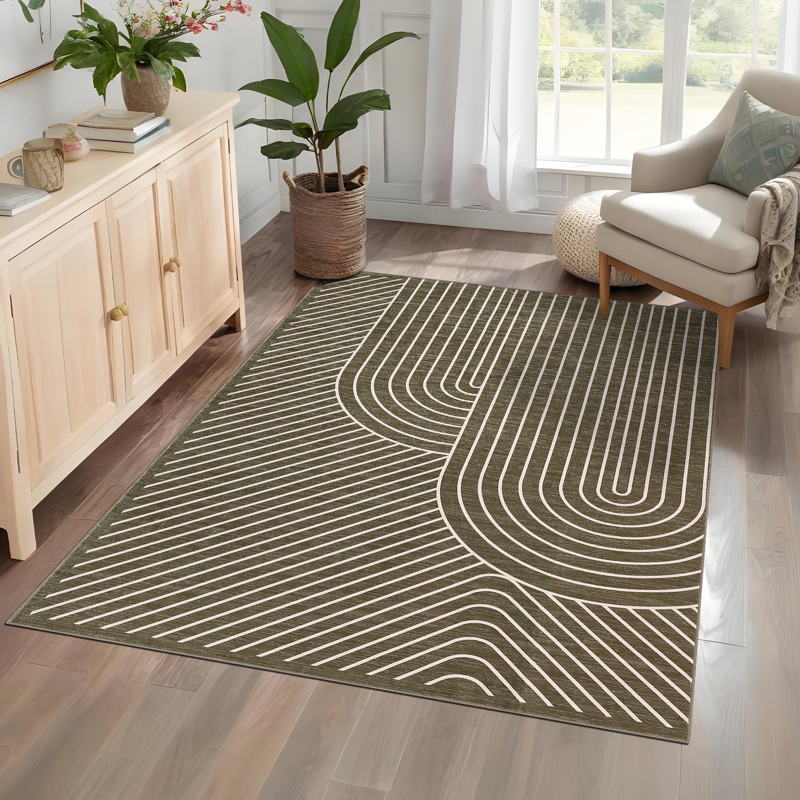 Garvee Washable Rug Low Pile Lightweight Indoor Area Rug with Non-Slip Backing for Living Room Bedroom Classroom Playroom