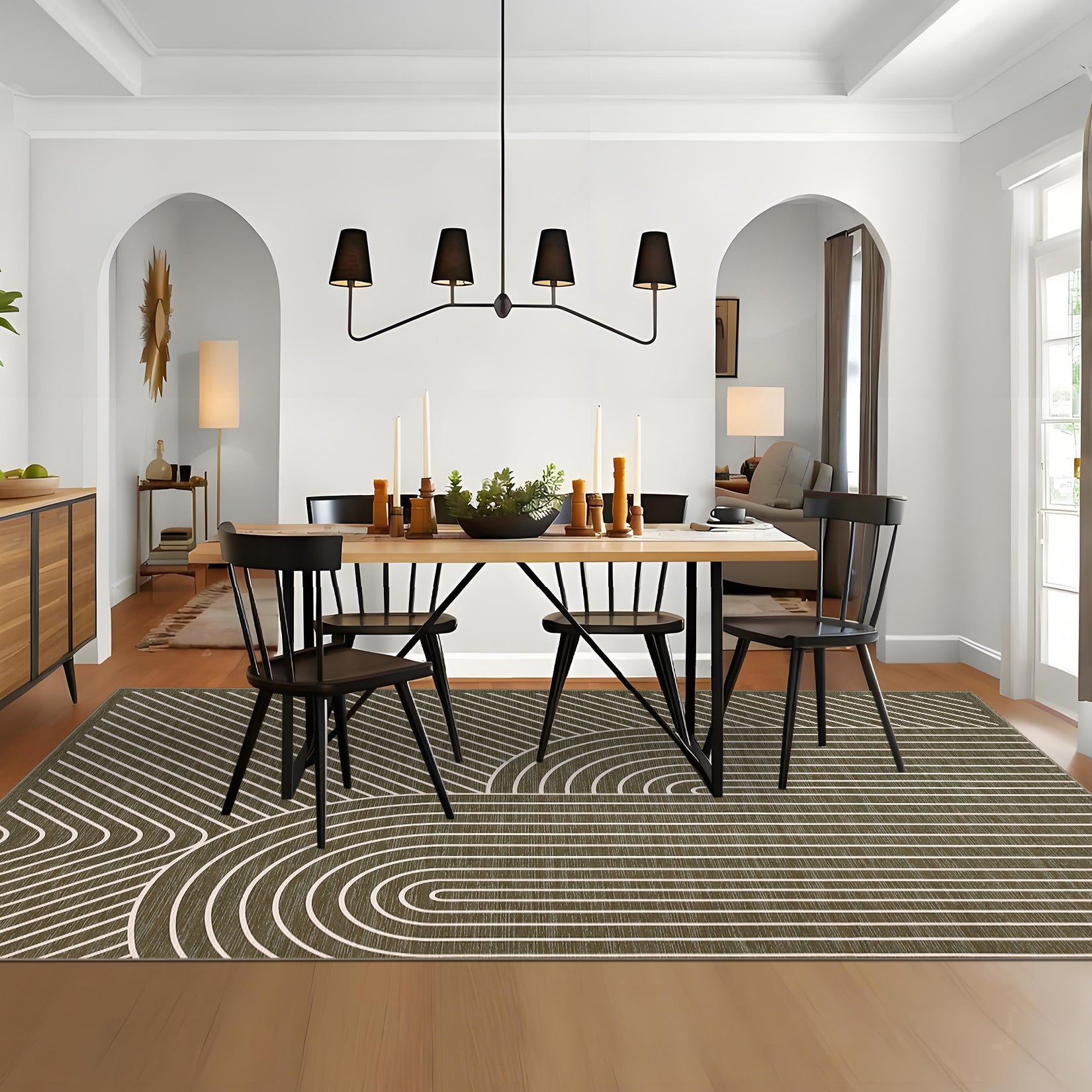 Garvee Large Washable Pearl Velvet Area Rug for Living Room Bedroom Modern Neutral Color