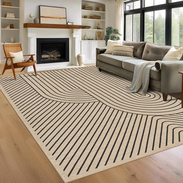 Garvee Large Washable Area Rug for Living Room Bedroom Soft Non-Shedding Natural Accent Carpet Neutral Color