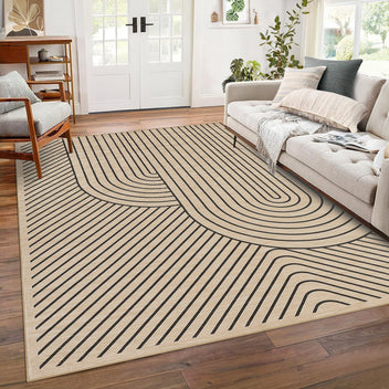 Garvee Large Washable Rugs for Living Room Bedroom Area Rug Soft Low Pile Neutral Color