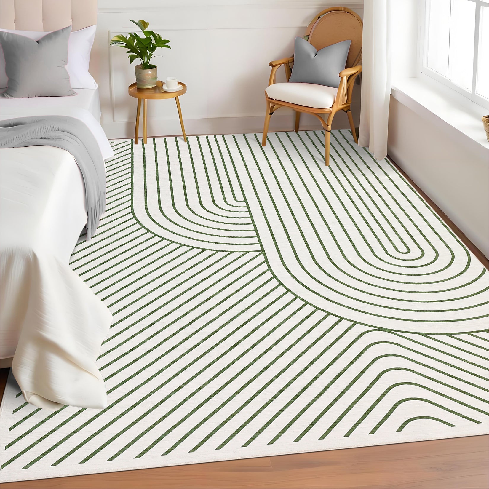Garvee Large Washable Rugs for Living Room Bedroom, Soft Non-Shedding Pearl Velvet, Neutral Modern Design