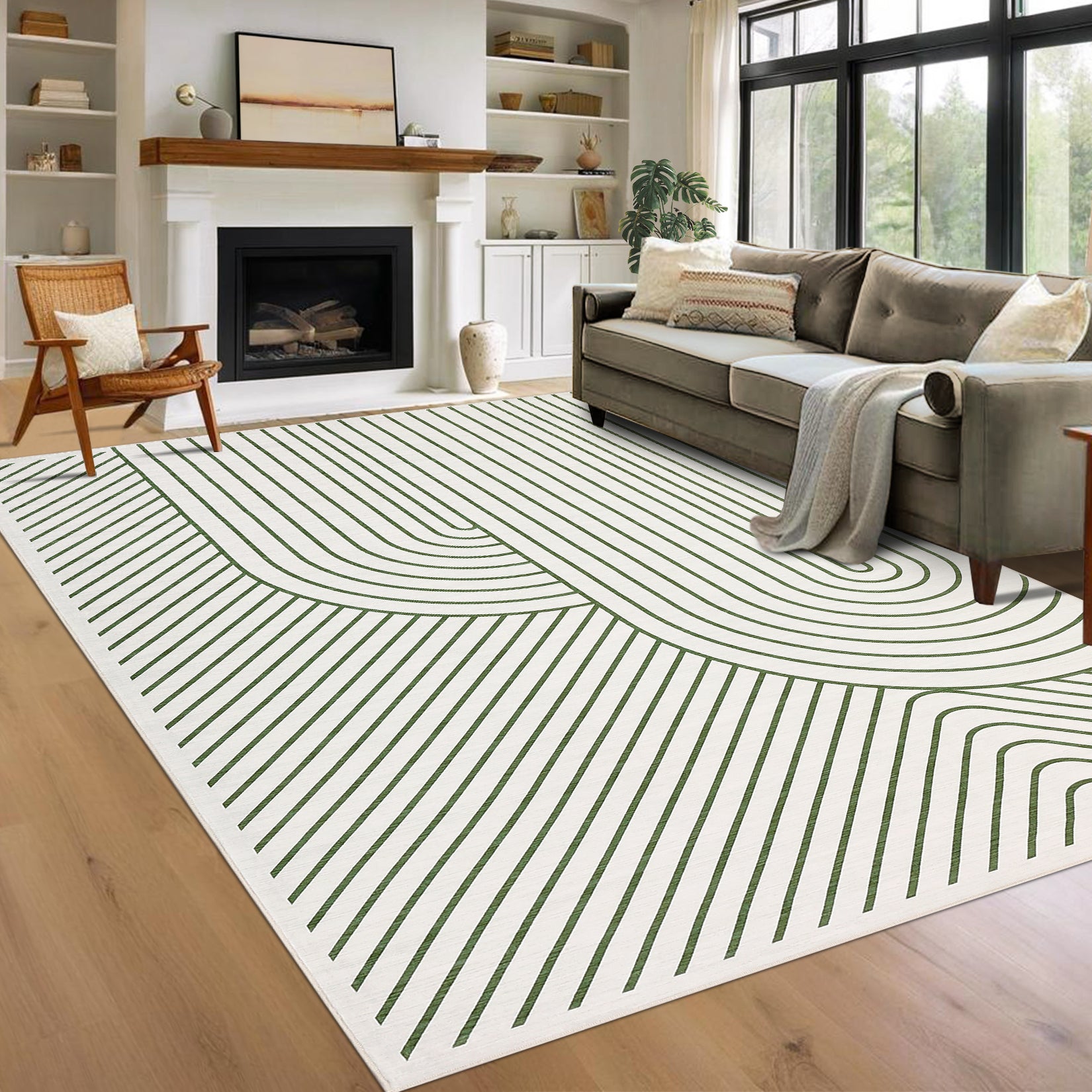 Garvee Large Washable Rugs for Living Room Bedroom, Soft Non-Shedding Pearl Velvet, Neutral Modern Design