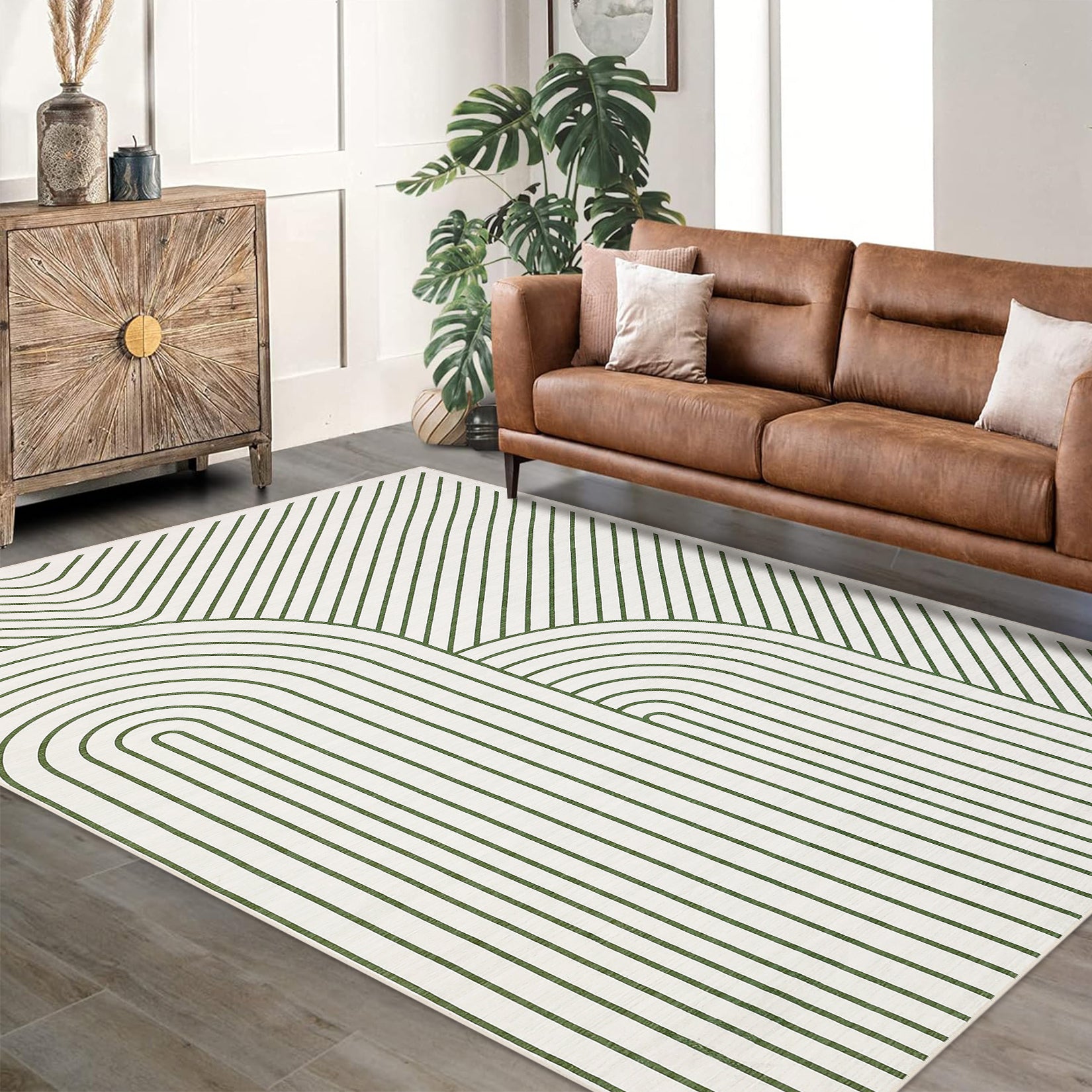 Garvee Large Washable Area Rug for Living Room Bedroom, Soft Non-Shedding Pearl Velvet, Neutral Modern Design