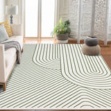 Garvee Area Rugs Machine Washable Foldable Carpet for Living Room Bedroom Kids Room Entryway Indoor Soft Floral Low-Pile Pearl Velvet - Off White