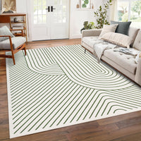 Garvee Large Washable Rugs for Living Room Bedroom, Soft Non-Shedding Pearl Velvet, Neutral Modern Design