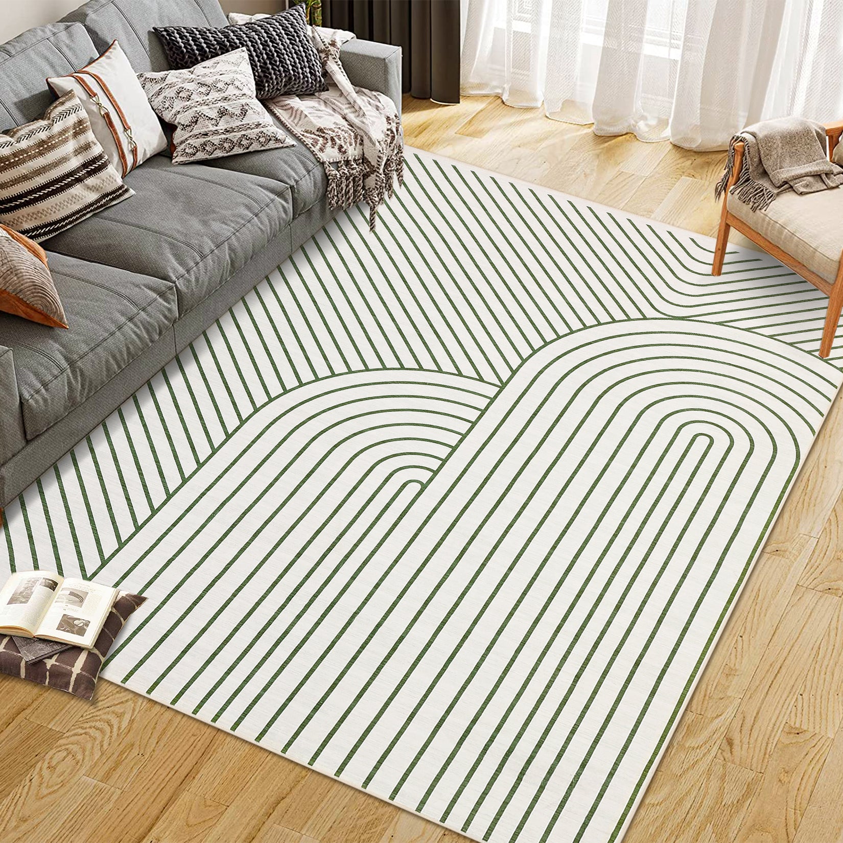 Garvee Large Washable Area Rug for Living Room Bedroom, Soft Non-Shedding Natural Accent Carpet, Neutral Color, Modern Low Pile