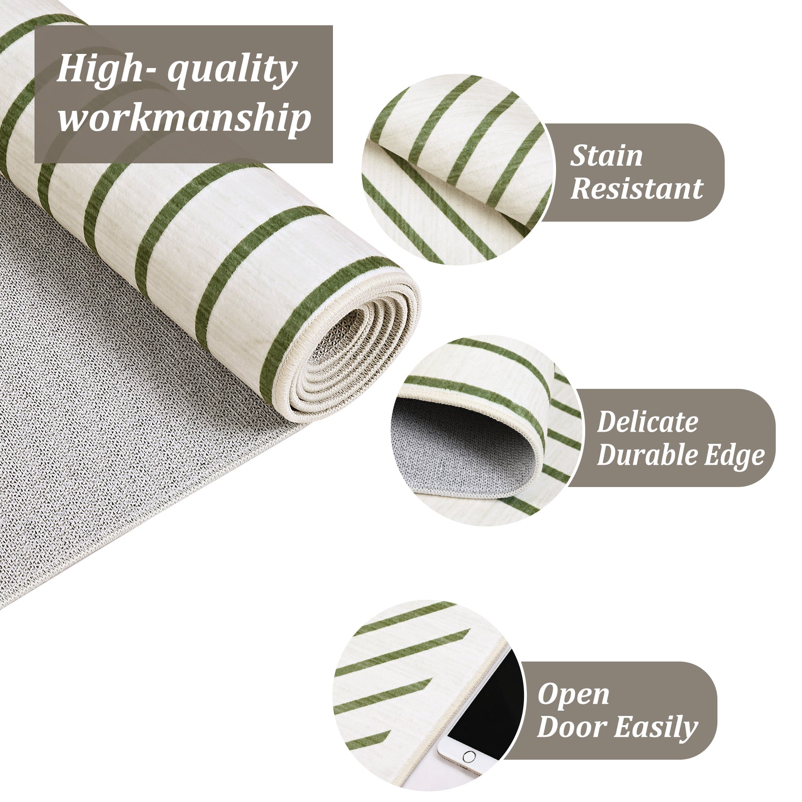 Garvee Large Washable Rugs for Living Room Bedroom, Soft Non-Shedding Pearl Velvet, Neutral Modern Design