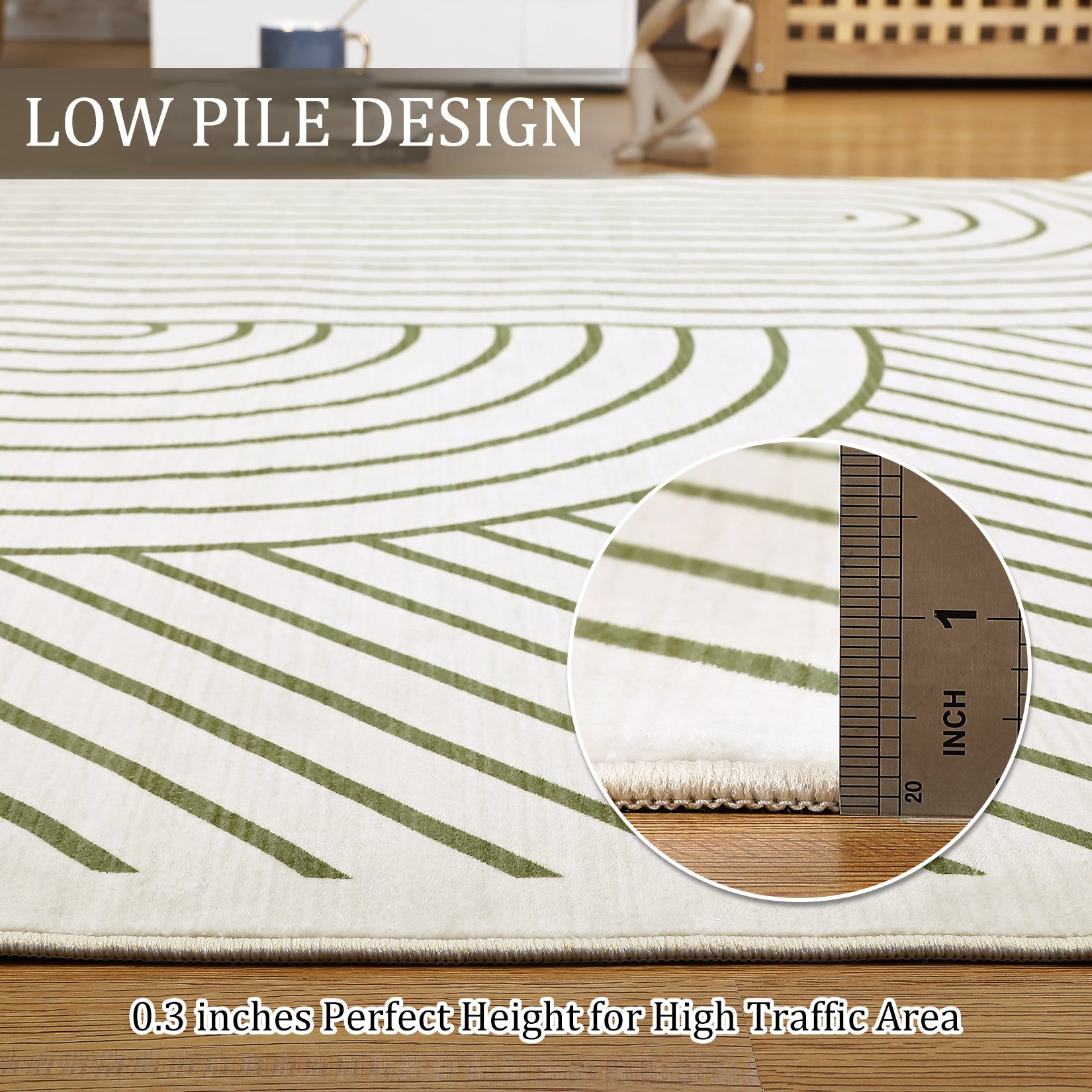 Garvee Large Washable Rugs for Living Room Bedroom, Soft Non-Shedding Pearl Velvet, Neutral Modern Design
