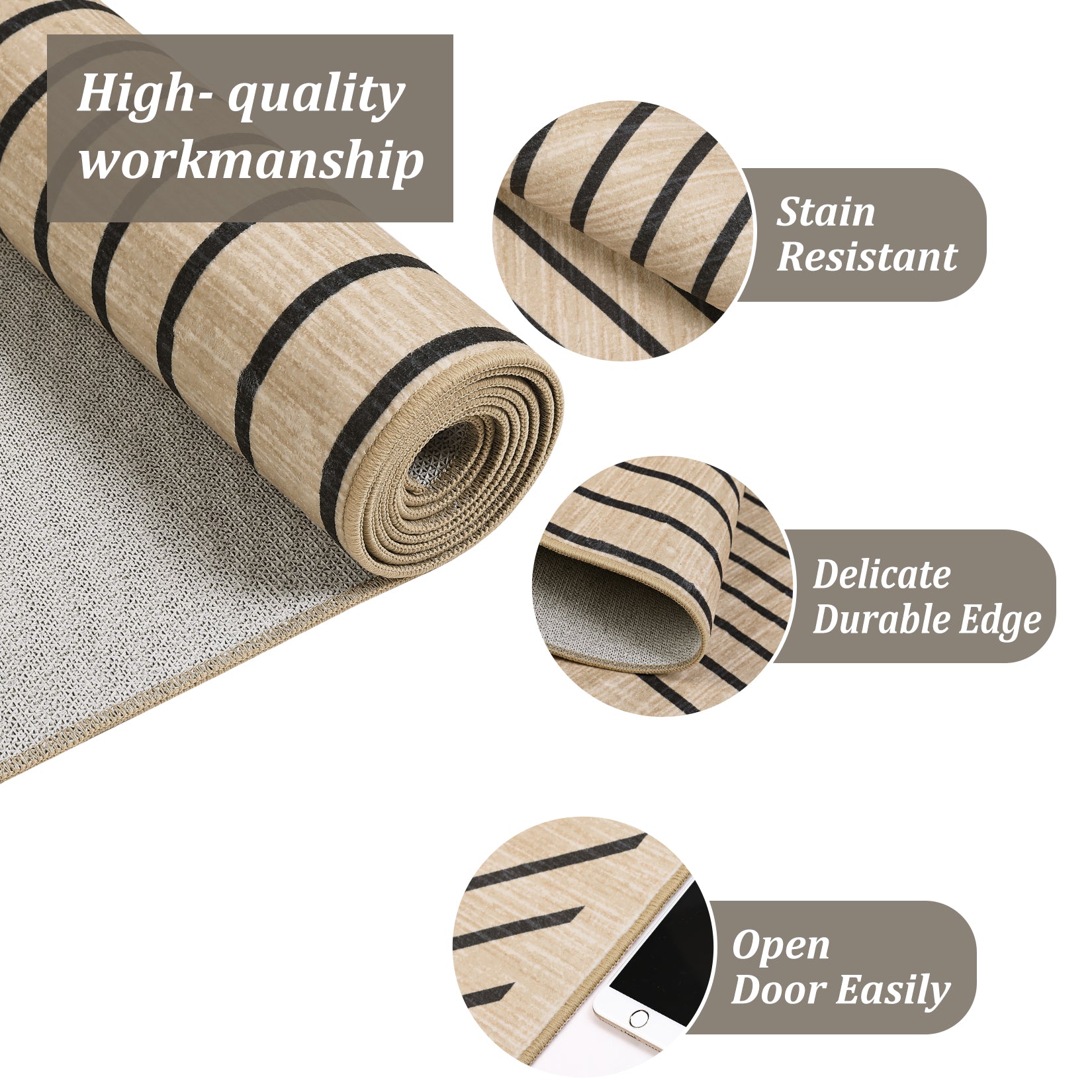 Garvee Large Washable Area Rug for Living Room Bedroom Soft Non-Shedding Natural Accent Carpet Neutral Color