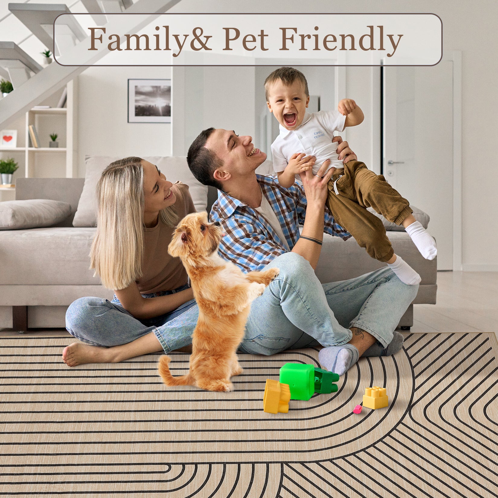 Garvee Large Washable Area Rug for Living Room Bedroom Soft Non-Shedding Natural Accent Carpet Neutral Color