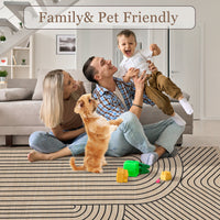 Garvee Large Washable Area Rug for Living Room Bedroom Soft Non-Shedding Natural Accent Carpet Neutral Color