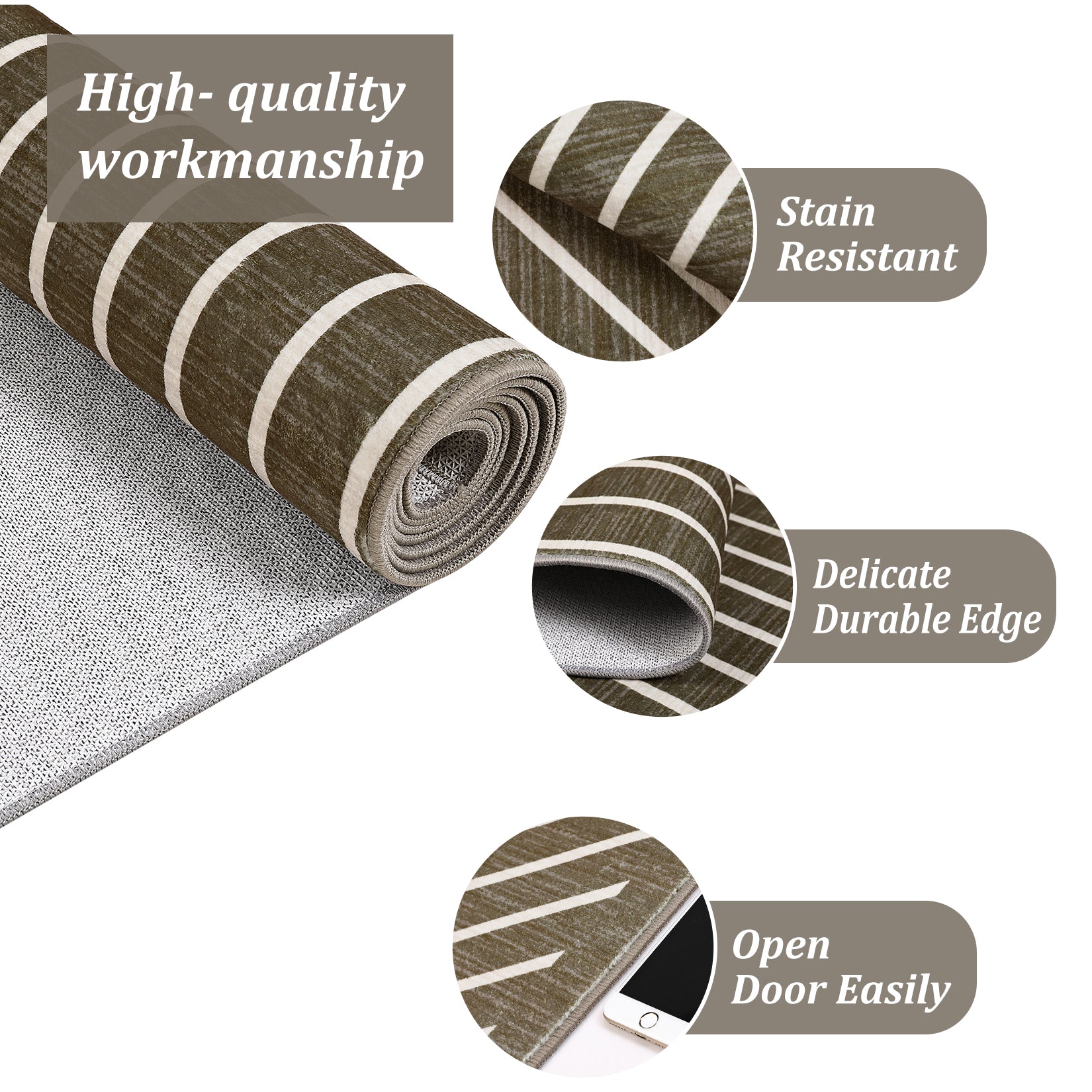 Garvee Washable Rug Low Pile Lightweight Indoor Area Rug with Non-Slip Backing for Living Room Bedroom Classroom Playroom