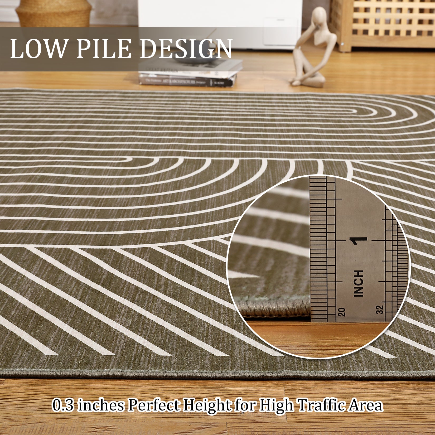 Garvee Washable Rug Low Pile Lightweight Indoor Area Rug with Non-Slip Backing for Living Room Bedroom Classroom Playroom