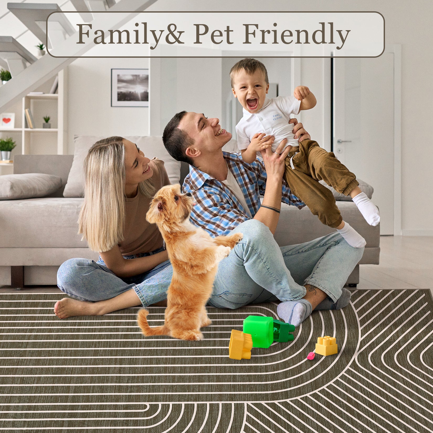 Garvee Washable Rug Low Pile Lightweight Indoor Area Rug with Non-Slip Backing for Living Room Bedroom Classroom Playroom