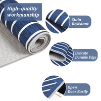 Garvee 5' x 7' Modern Geometric Area Rug, Washable Non-Slip Low-Pile Abstract Line Rug for Living Room & Bedroom, Blue