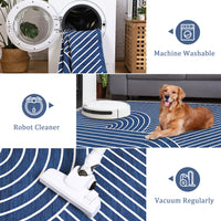 Garvee 5' x 7' Modern Geometric Area Rug, Washable Non-Slip Low-Pile Abstract Line Rug for Living Room & Bedroom, Blue