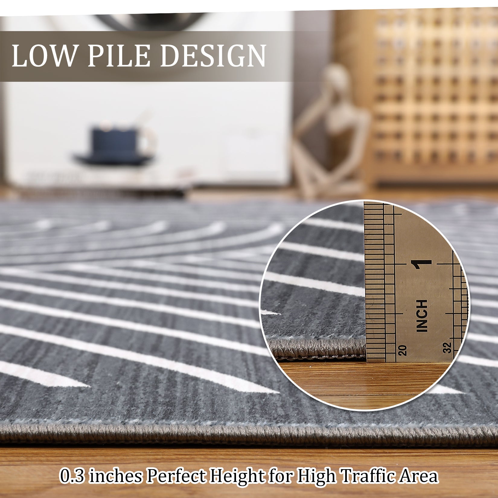 Garvee Large Washable Area Rug for Living Room Bedroom, Soft Non-Shedding Pearl Velvet, Neutral Modern Design