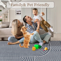 Garvee Large Washable Area Rug for Living Room Bedroom, Soft Non-Shedding Pearl Velvet, Neutral Modern Design