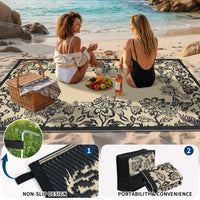 Garvee Waterproof Reversible Outdoor Rug 9x12ft - Large Plastic Straw Area Carpet for Patio, Deck, RV, Porch, Balcony, Camping, Backyard - Easy Clean, UV Resistant, Non-Slip - Black Coffee