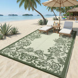Garvee Waterproof Reversible Outdoor Rug 9x12ft - Large Plastic Straw Mat for Patio, Deck, Backyard, RV, Camping, Balcony - Easy-Clean, Non-Slip, Weather Resistant, Floral - Sage Green/Light Green - Sage Green