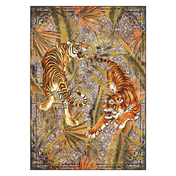 Garvee 5' x 7' Tiger Jungle Area Rug, Washable Non-Slip Low-Pile Animal Print Rug for Living Room & Bedroom, Camel