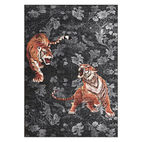 Garvee 5' x 7' Tiger Floral Area Rug, Washable Non-Slip Low-Pile Animal Print Rug for Living Room, Bedroom & Office, Dark Gray