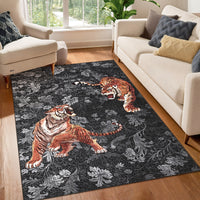 Garvee 5' x 7' Tiger Floral Area Rug, Washable Non-Slip Low-Pile Animal Print Rug for Living Room, Bedroom & Office, Dark Gray
