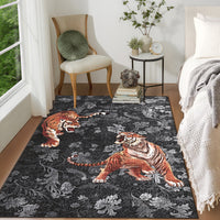 Garvee 5' x 7' Tiger Floral Area Rug, Washable Non-Slip Low-Pile Animal Print Rug for Living Room, Bedroom & Office, Dark Gray