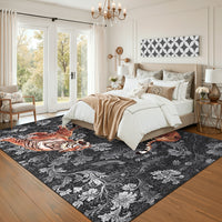 Garvee 10' x 13' Extra Large Tiger Floral Area Rug, Washable Non-Slip Low-Pile Animal Print Rug for Living Room & Dining Room, Dark Gray
