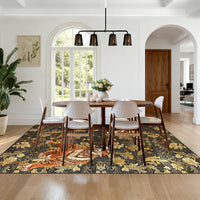 Garvee 8' x 10' Tiger Floral Area Rug, Washable Non-Slip Low-Pile Animal Print Rug for Living Room, Bedroom & Dining Room, Brown