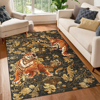 Garvee 8' x 10' Tiger Floral Area Rug, Washable Non-Slip Low-Pile Animal Print Rug for Living Room, Bedroom & Dining Room, Brown