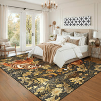 Garvee 8' x 10' Tiger Floral Area Rug, Washable Non-Slip Low-Pile Animal Print Rug for Living Room, Bedroom & Dining Room, Brown